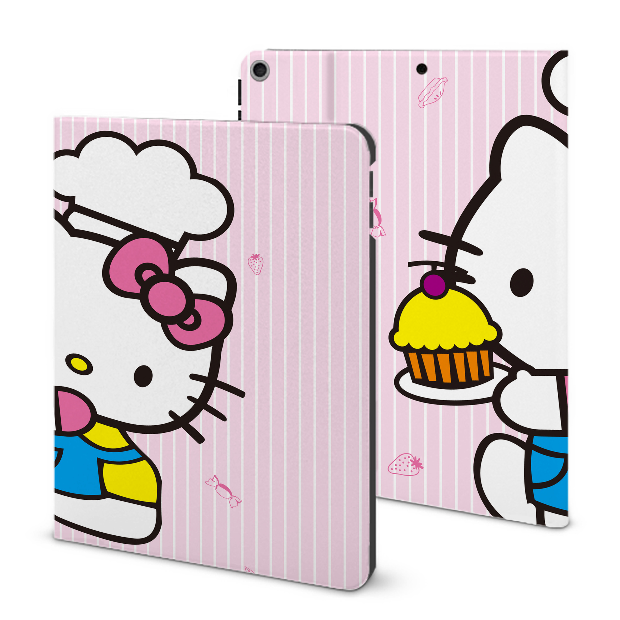 （画像用） Hello Kitty ハローキティ IPad ケース ブック型 PUレザー TPU 耐衝撃 軽量 薄型 ペン収納なし 全面保護 IPad 各モデル対応